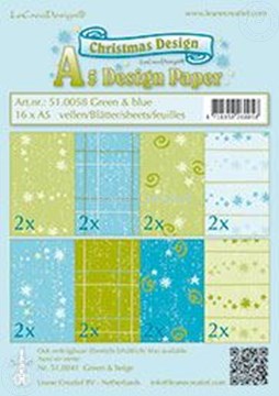 Afbeeldingen van Design papier Christmas Blue & Green A5