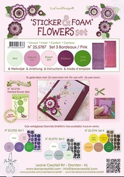 Picture of Sticker &  Foam Flowers Set 3 burgundy Pink