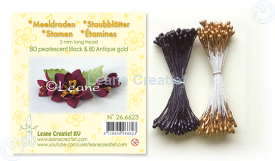 Bild von Staubblätter  2mm,  80 pearl black & 80 antique gold