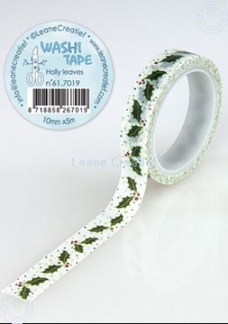 Afbeeldingen van Washi tape Hulstblaadjes, 10mm x 5m.