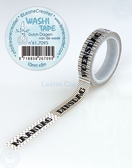 Afbeelding van Washi tape Dagen van de Week, 10mm x 5m.