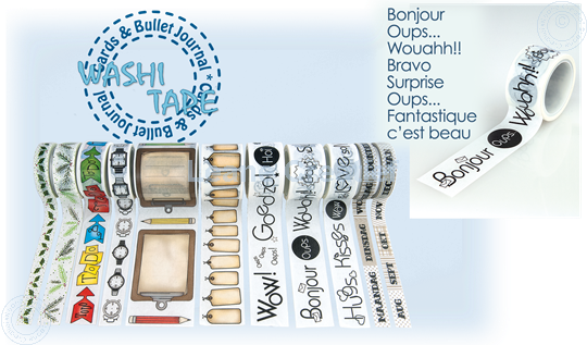 Bild von Washi tape Französische Wörter 1 “Bonjour…” 25mm x5m.