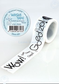 Afbeeldingen van Washi tape Nederlandse teksten 1 “Wow”, 25mm x 5m.