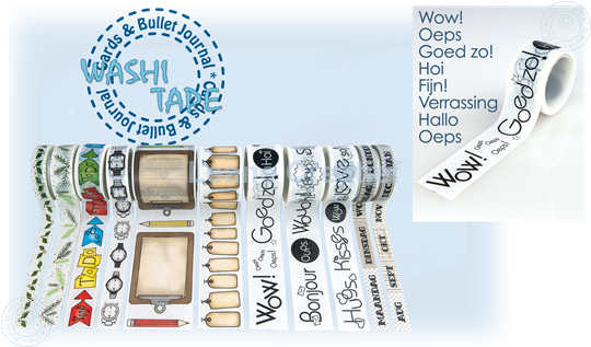 Picture of Washi tape Dutch sentiments 1 “Wow”, 25mm x 5m.