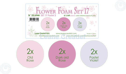 Afbeelding van Flower Foam set 17 /6x A4 vel /3 kleuren Pastel 2