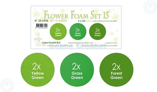 Bild von Flower Foam Set 15 6x A4 Blatt /3 Farbtöne Grün 