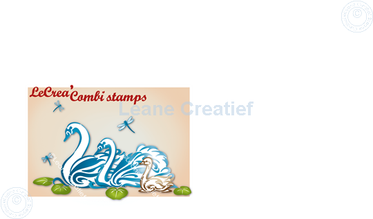 Afbeelding van LeCreaDesign® combi clear stamp Zwanen familie