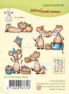 Afbeeldingen van LeCreaDesign® combi clear stamp Muizen party