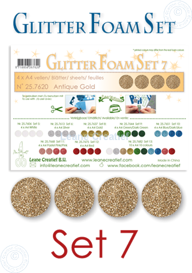 Bild von Glitter Foam Set 7, 4 Blätter A4 Antikes Gold