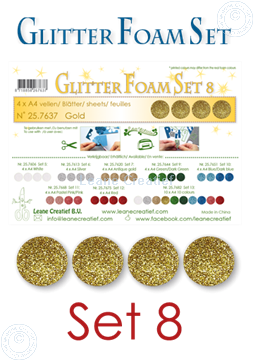 Image de Glitter Foam set 8, 4 feuilles A4 Or