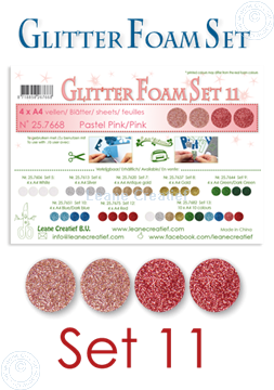 Afbeeldingen van Glitter Foam set 11, 4 vellen A4 2 pastel pink & 2 pink