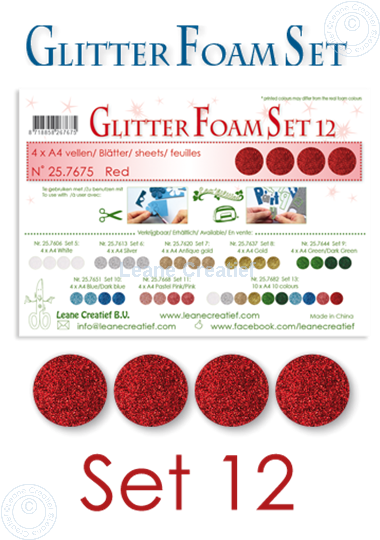 Afbeelding van Glitter Foam set 12, 4 vellen A4 Rood