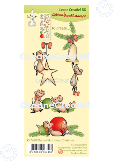 Afbeelding van LeCreaDesign® combi clear stamp The world of mice Kerst