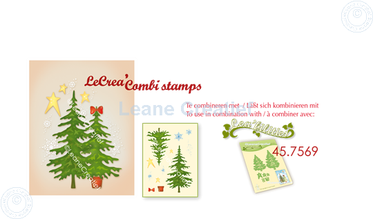 Afbeelding van LeCreaDesign® combi clear stamp Kerstbomen