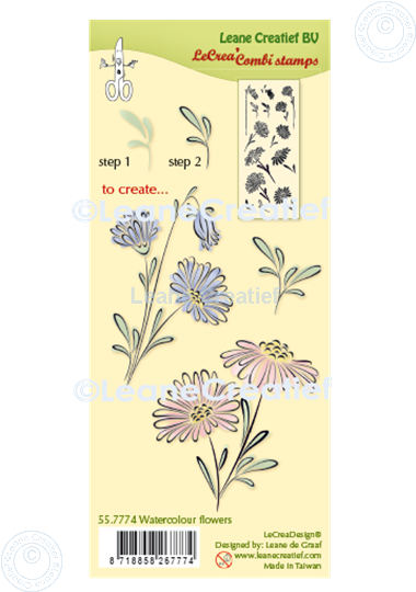 Image sur LeCreaDesign® tampon clair à combiner Fleurs d'aquarelle