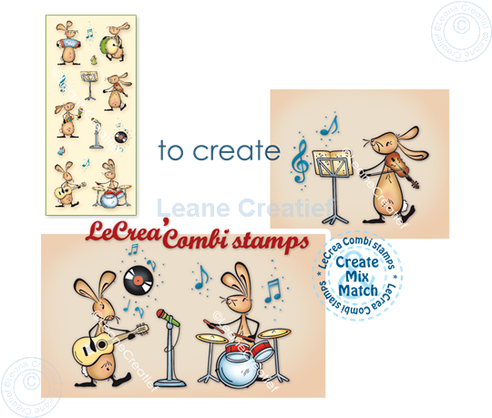 Bild von LeCreaDesign® Silikon Kombi Stempel Bunnies-Kaninchen die Musik spielen