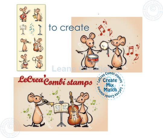 Bild von LeCreaDesign® Silikon Kombi Stempel Mice-Mâuse die Musik spielen