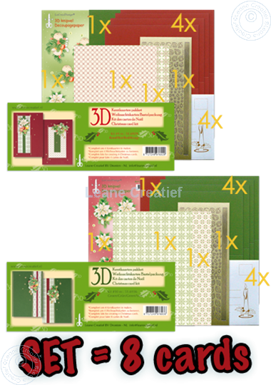 Afbeelding van Set 51.6929-51.6936 Kerstkaarten 3D Christmas decoration