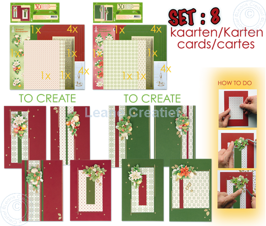 Afbeelding van Set 51.6929-51.6936 Kerstkaarten 3D Christmas decoration