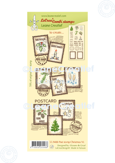 Bild von LeCreaDesign® Silikon Kombi Stempel Weihnacht Briefmarke NL, 9 verschiedene 3x4 cm