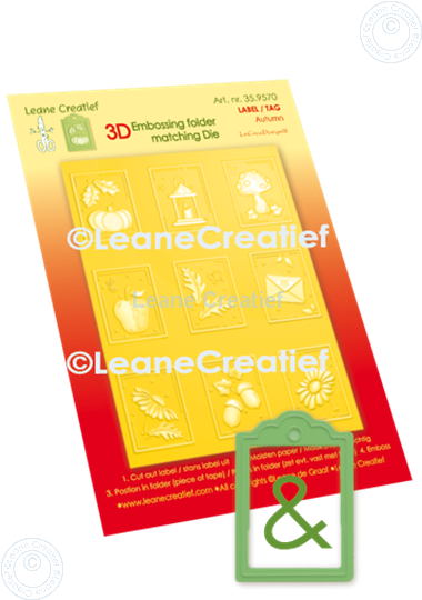 Afbeelding van 3D embossing folder met snijmal voor Herfst Labels 3x4,5cm, 9 motieven