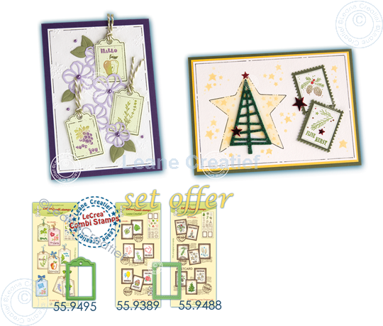 Image sur 2 postage stamps & label stamp + matching dies